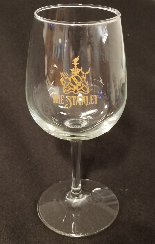 The Stanley – Wine Glass – 7-1/2&Prime; Tall » – Clear Glass with Gold Artwork