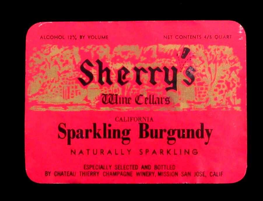 Original Vintage Label Cherry&rsquo;s Wine Cellars Sparkling Burgundy California