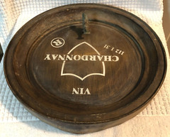 VTG WINE BARREL TOP SPIGOT METAL SIGN VIN CHARDONNAY BAR DECOR WALL HANGING 16 « 