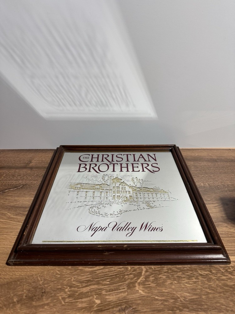 Vintage Christian Brothers Winery Advertisement Mirrored Sign Napa Framed 16”