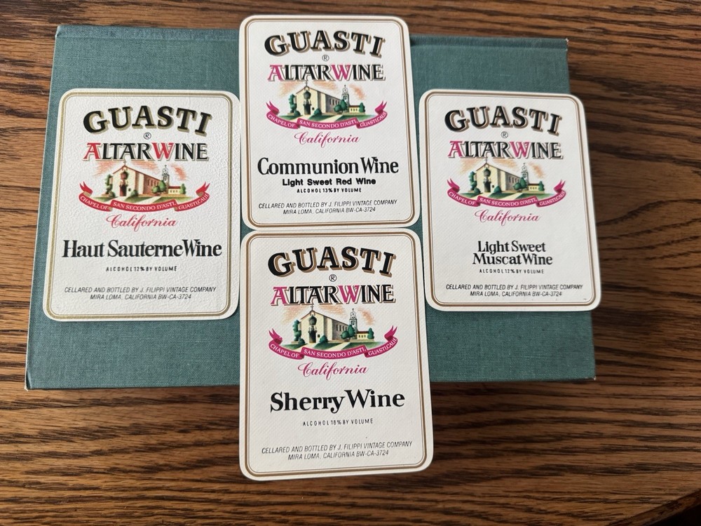 J Fillipi Altar Wine Bottle Labels Religious Communion Mira Loma California