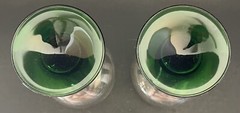 2 Schmitt Sohne W. GERMAN Green Ribbed Stem Wine Glasses 4 oz