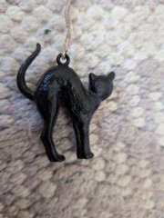 Vintage Zeller Schwarze Katz Wine Bottle black cat charm Plastic