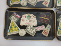 Vtg Liquor and Wine labels on a tray Gin Whiskey Scotch 8.5&Prime; x 5.25 Wales Japan