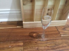 Tott&rsquo;s Brut Champagne Clear Flute Glass 7.75&Prime; White Embossed Letters