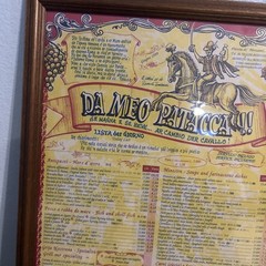 Large Vintage DA MEO PATACCA Rome Italy Restaurant Menu Poster Framed 1960&rsquo;s