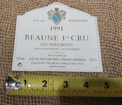Vintage Beaune Les Teurons wine label 1991