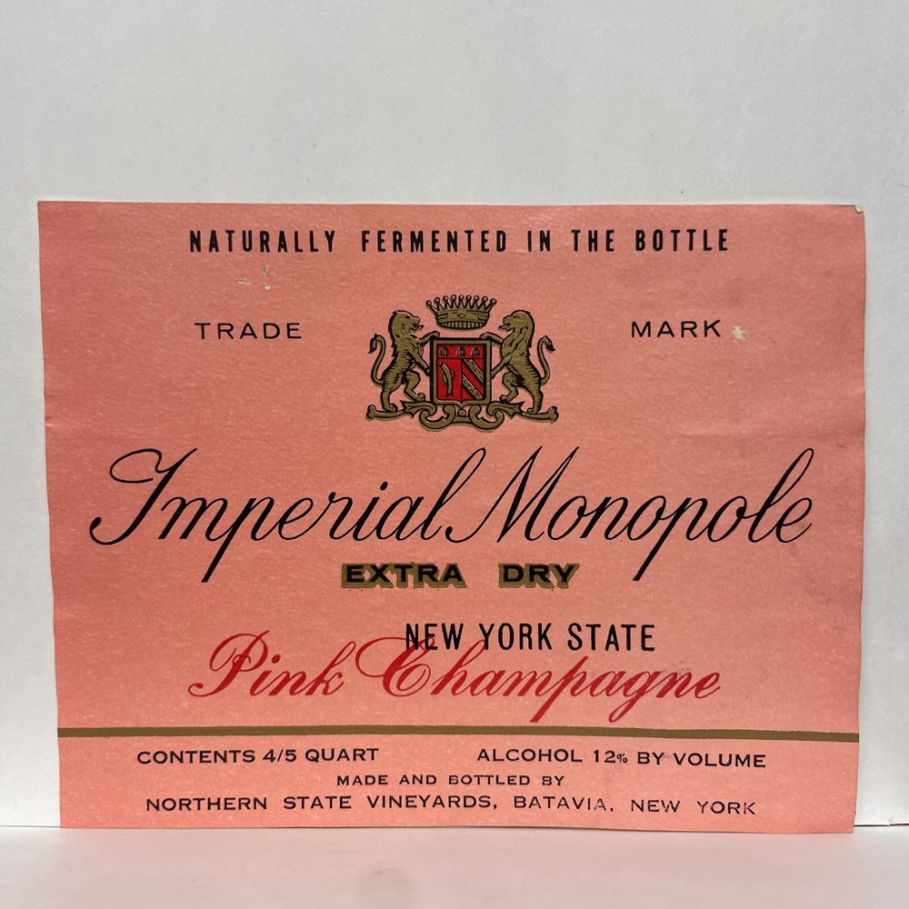 Imperial Monopole Pink Chmpagne Northern State Vineyards Batavia, NY Label