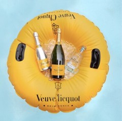 VEUVE CLICQUOT CHAMPAGNE INFLATABLE WATER TUBE POOL/SNOW FLOAT ICE BUCKET ( 1 )