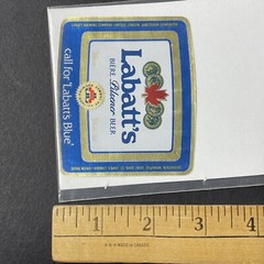 Vintage 1980s Labatt Blue (No French) UNUSED Foil Label London Ontario Q2015