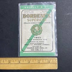 Vintage 1952 Briault & Co Bordeaux Superieur UNUSED Paper Label France Q1968