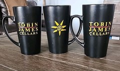 Set of 3 Tobin James Cellars Winery Paso Robles Ceramic Coffee Mug Cups Black