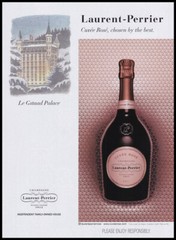 Laurent Perrier champagne PRINT AD 2019 drawing of Le Gstaad Palace