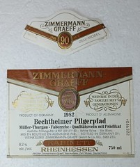 1982 Bechtheimer Pilgerpfad German Wine Label Rheinhessen Zimmermann-Graeff