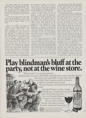 1977 Grande Marque Wine – « Play Blindman&rsquo;s Bluff At Party »- Print Ad Cartoon Art