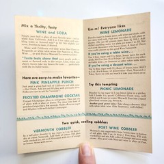 12 Cool Drinks made with Wine. California Wine Advisory Board Recipe Brochure.