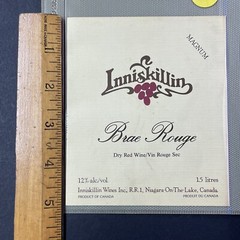 Vintage 1983 Inniskillin Winery Brae Rouge Magnum Wine UNUSED Paper Label Q98
