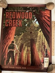 18×24 Redwood Creek WINE POSTER Art Advertising *Hiker *Giant Redwoods Trees