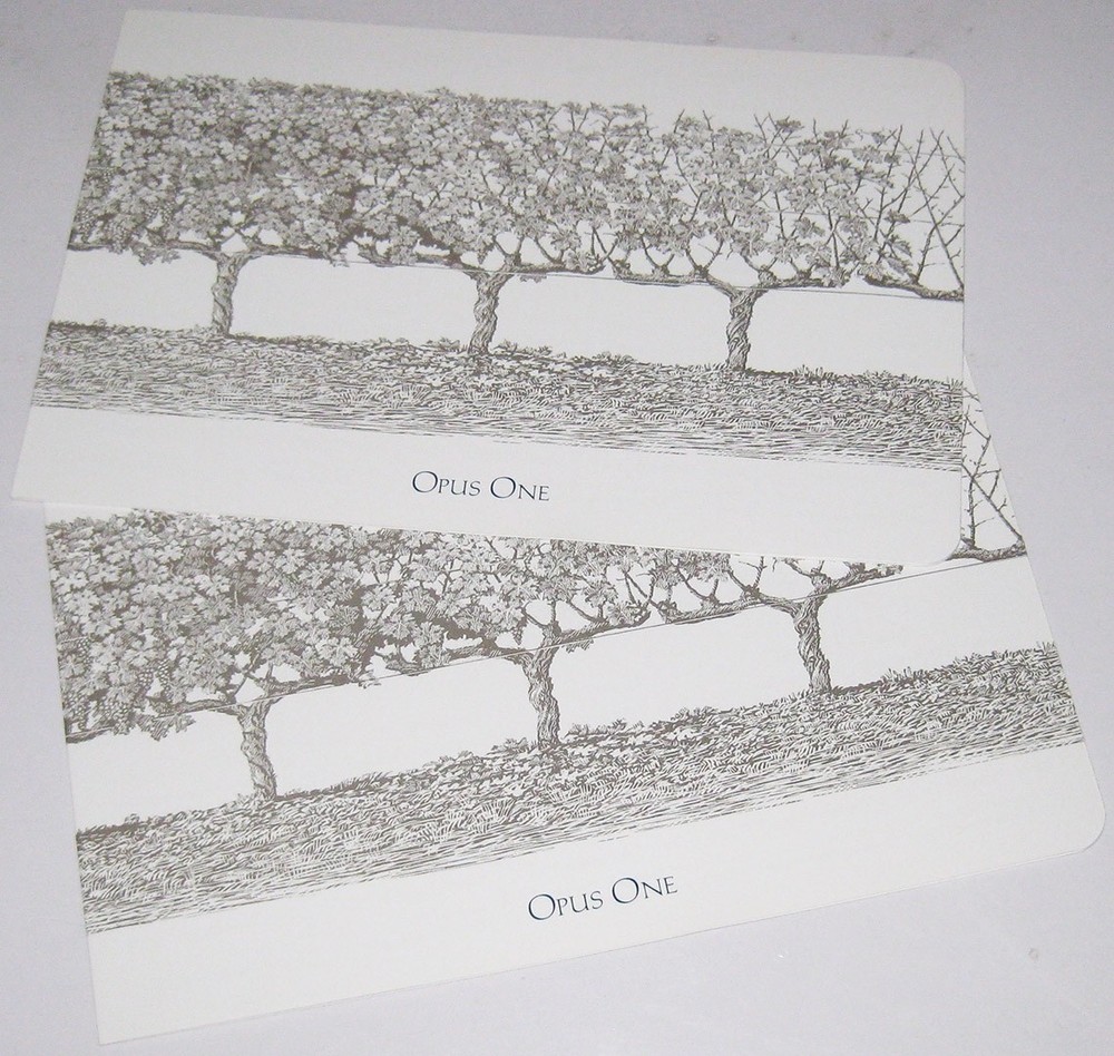 Opus One Winery Vineyards Statistics foldout brochure, 2 brochures total