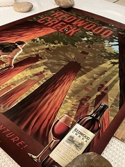18×24 Redwood Creek WINE POSTER Art Advertising *Hiker *Giant Redwoods Trees