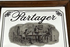 Vintage BARTON & GUESGTIER PARTAGER Wine Framed Liquor Advertising Bar Mirror