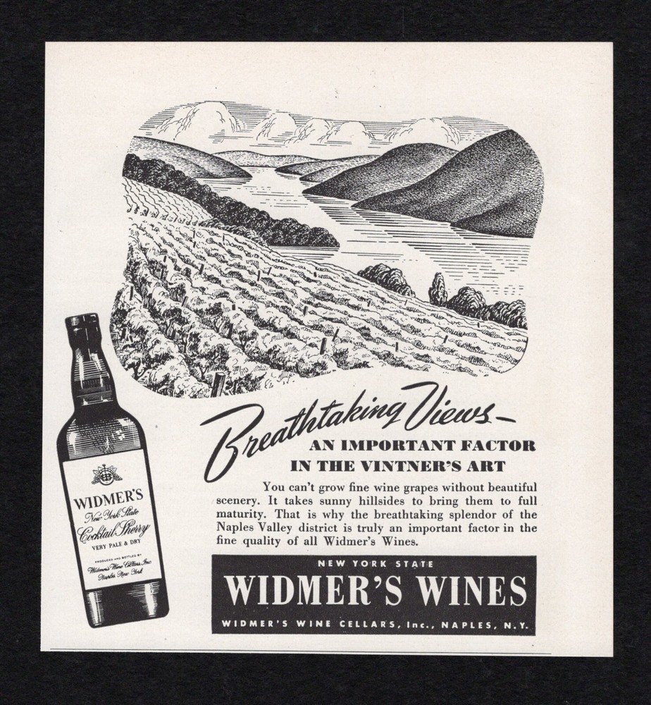 1948 Widmers Neapolitan New York State Sauternes Wine Cellar Naples Print Ad Vtg