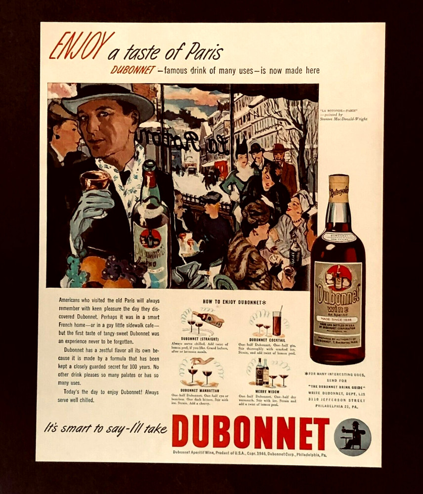 1946 Dubonnet Wine Advertisement Paris France Cafe Art Vintage Pint AD