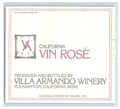 Vintage California Vin Rose Paper Wine Label Original S83E