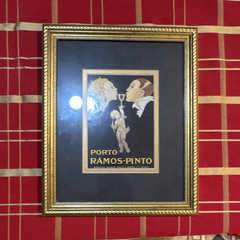 Ramos-Pinto Framed Porto Wine Advertising Print Black Gold Beige