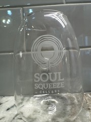 Soul Squeeze Cellars Logo Double Notch Stemless Crystal Wine Glass, 16 oz PO-LN