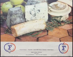 c.1960 French Wine Cheese Products Advertising Poster Roquefort Valencay Vintage
