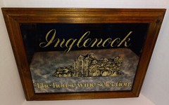 Vtg INGLENOOK Winery 1986 Wooden Framed Smoky Glass Mirror Bar Wall Sign 19X15”