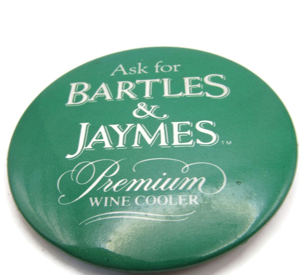Vintage 80s Bartles & Jaymes Premium Wine Cooler Promo Pinback Button