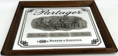 Vintage BARTON & GUESGTIER PARTAGER Wine Framed Liquor Advertising Bar Mirror