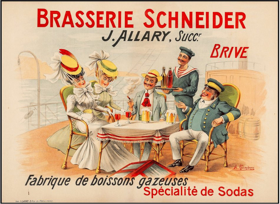 Brasserie Schnieder Original Vintage French Advertising Poster 1900