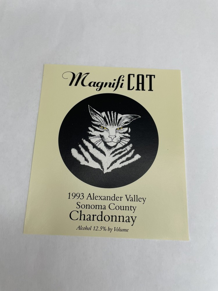VTG Wine Label MagnifiCAT 1993 Alexander Valley Sonoma County Chardonnay Rare!
