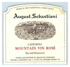 1970&rsquo;s-80&rsquo;s Sebastiani Vineyards Vin Rose California Wine Label Original S8