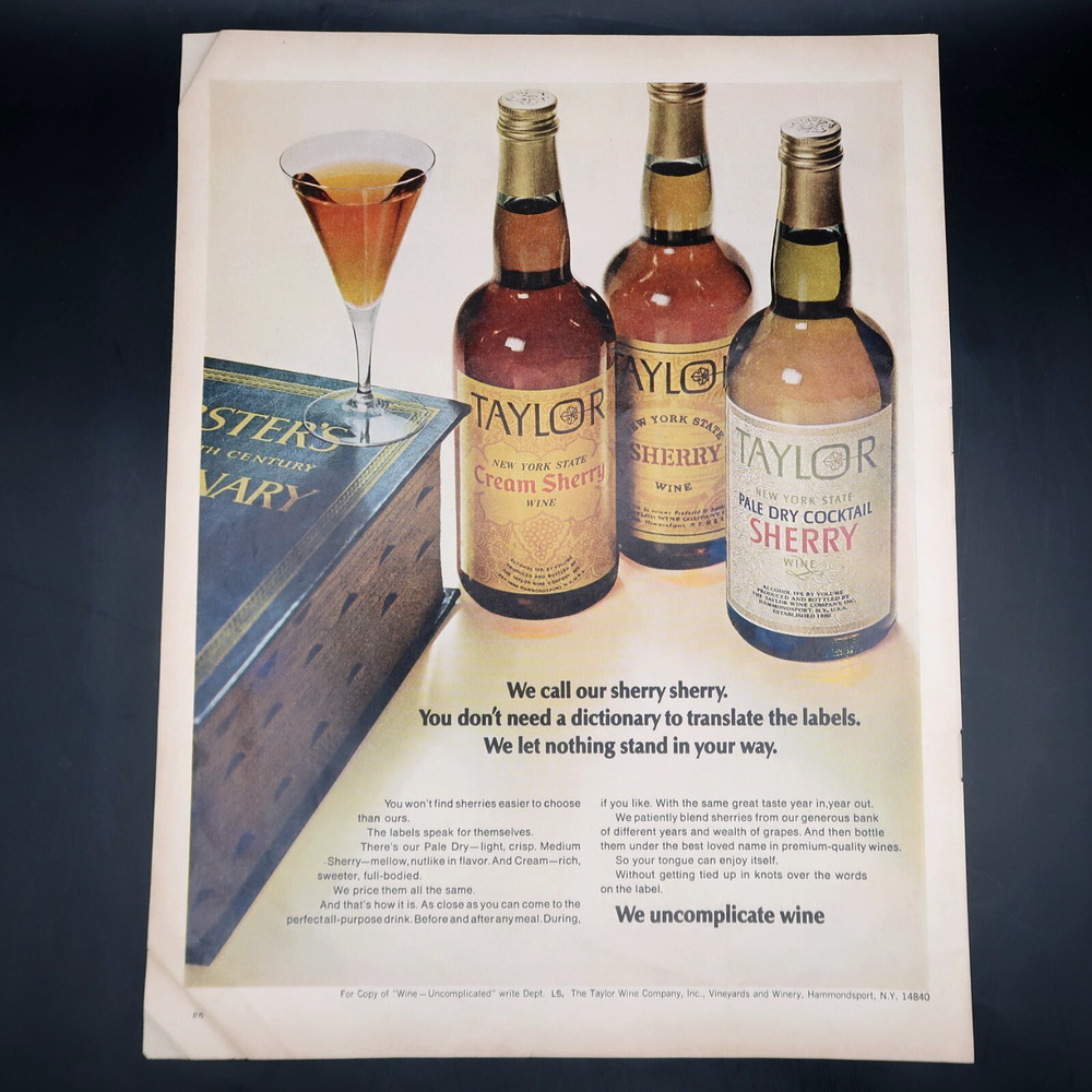 Taylor Sherry Advertisement 1967 Alcohol Cocktail Color Vintage Original