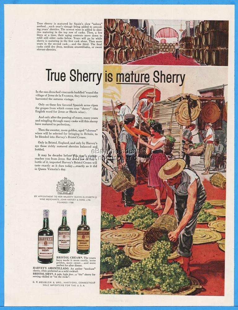 1960 Harvey&rsquo;s Bristol Cream Sherry Jerez de la Frontera Spain Ad Advertising
