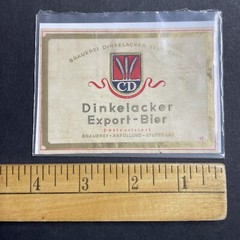Vintage c1920s Dinkelacker Bier UNUSED Paper Label Stuttgart Germany Q1928