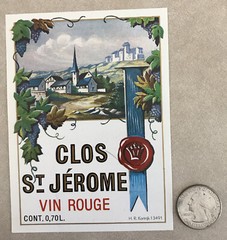 Vintage Courtrai Clos St Jerome Vin Rouge French Red Wine Label