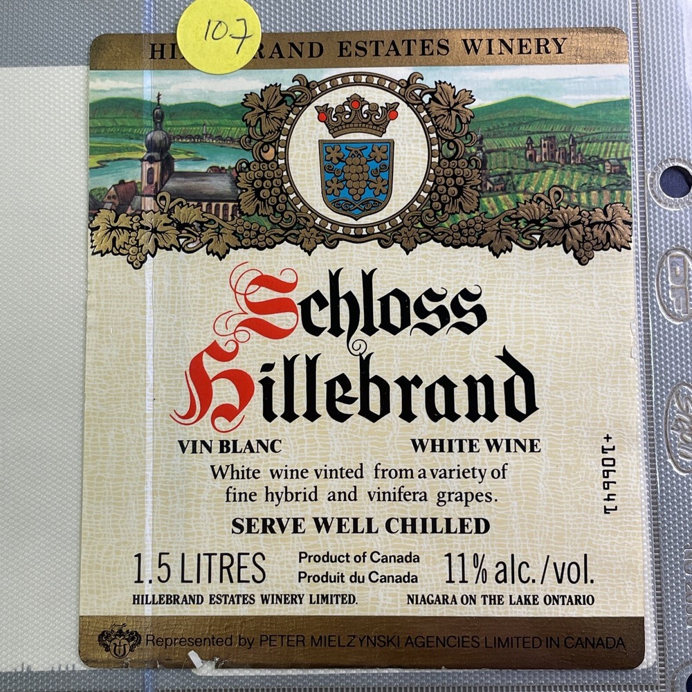 Vintage 1983 Schloss Hillebrand Estates White Wine UNUSED 1L Paper Label Q107
