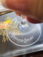 Art Nouveau Perrier Jouet Epoch PJ Champagne Flute France Tan Barware Floral-2