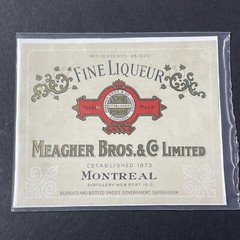 Vintage 1940s Meagher Bros Fine Liqueur UNUSED Paper SQUARE Label Montreal Q2114
