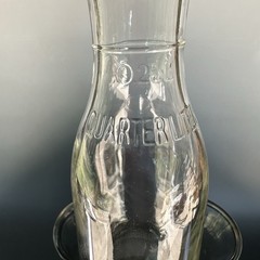 VTG Paul Mason Since 1852 2 Glass Milk Bottles Carafe Vase 1 Small Bottle Bonus