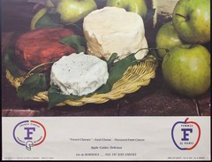 c.1960 French Wine Cheese Advertising Poster Soft Cheese Vin de Bordeaux Vintage