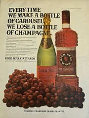 1967 Gold Seal Champagne Brut Red Carousel wine bottles Grapes ad