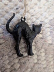Vintage Zeller Schwarze Katz Wine Bottle black cat charm Plastic
