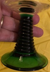 2 Schmitt Sohne W. GERMAN Green Ribbed Stem Wine Glasses 4 oz No Issues 4.5×3”