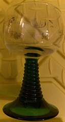2 Schmitt Sohne W. GERMAN Green Ribbed Stem Wine Glasses 4 oz No Issues 4.5×3”